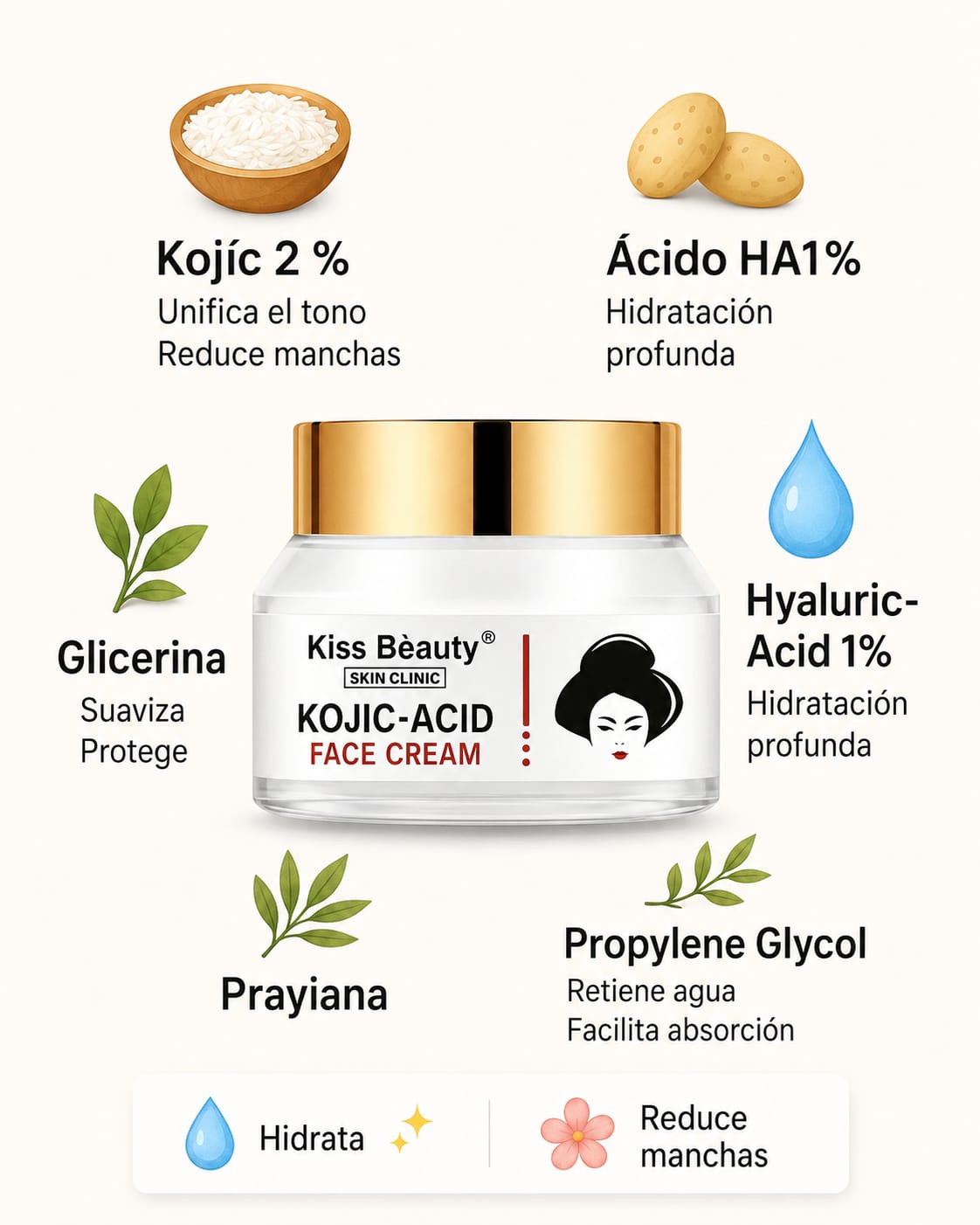 Crema facial kojic acid