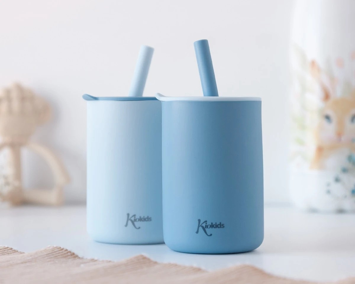 Vaso de Silicona con Pajita Beige KioKids