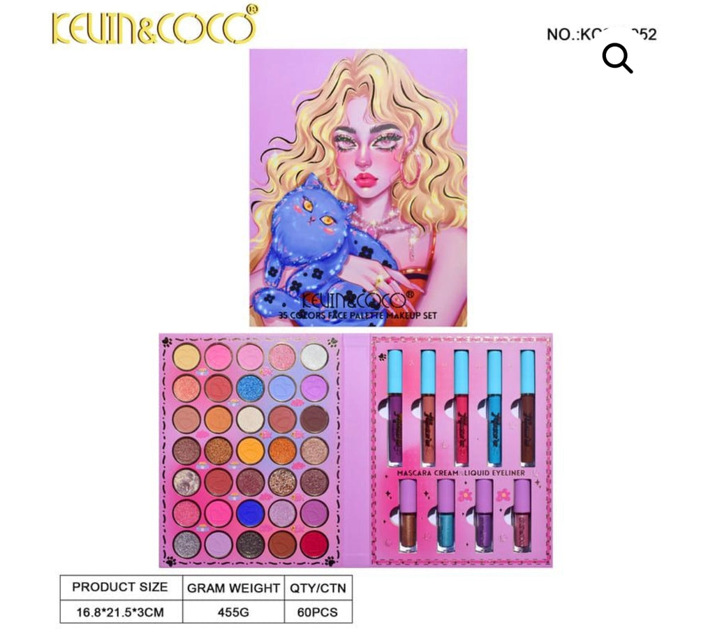 Paleta de 35 colores con máscara de pestañas y eyerline