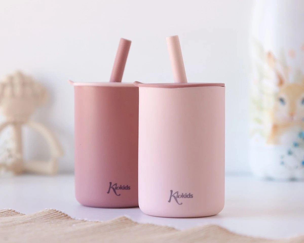 Vaso de Silicona con Pajita Beige KioKids